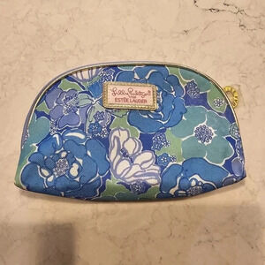 Lilly Pulitzer x Estée Lauder Blue Floral Cosmetic Bag